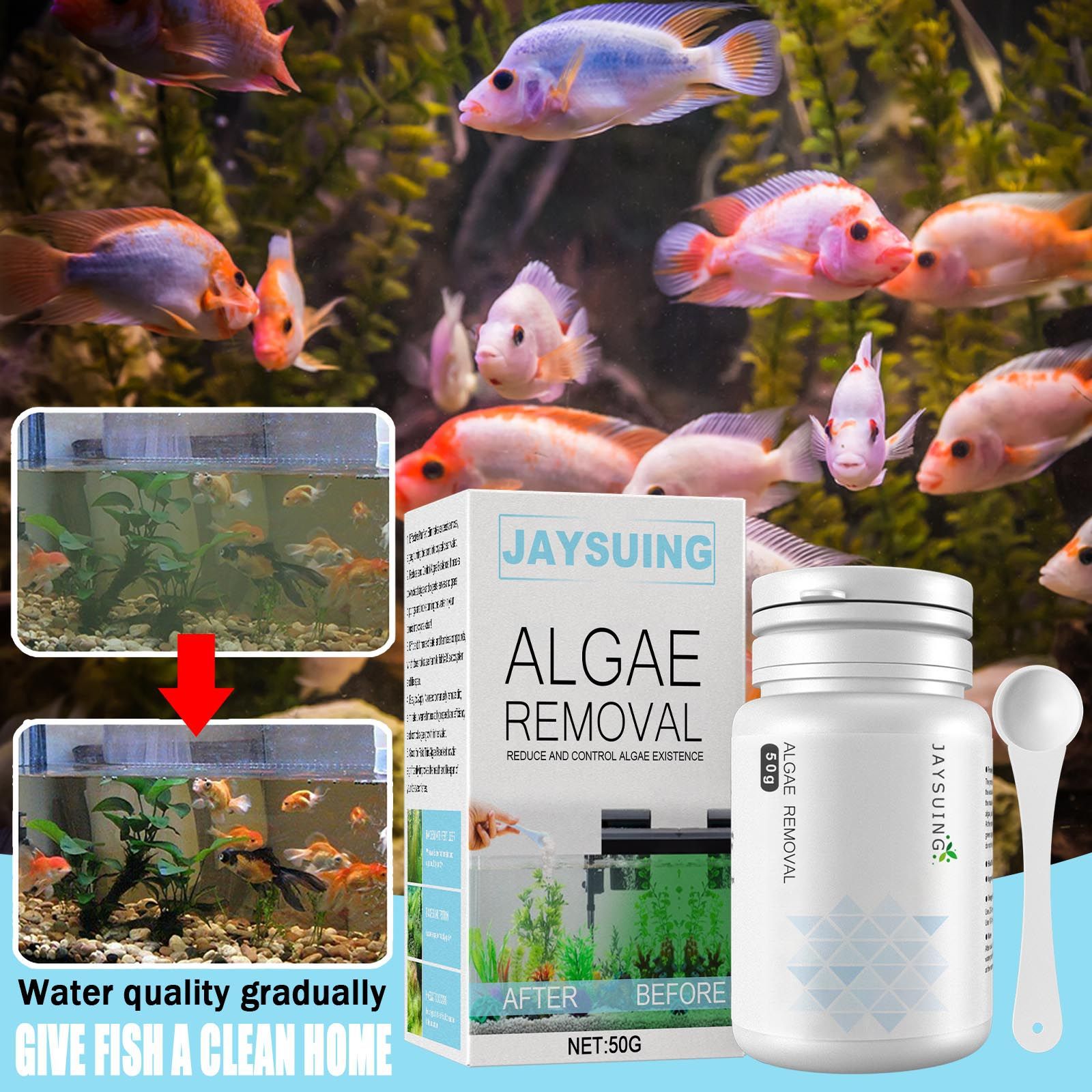 Aquarium Moss - Порошок для удаления водорослей из аквариума,